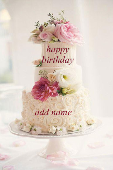 3 floor cake - write name on birthday cake roses cake