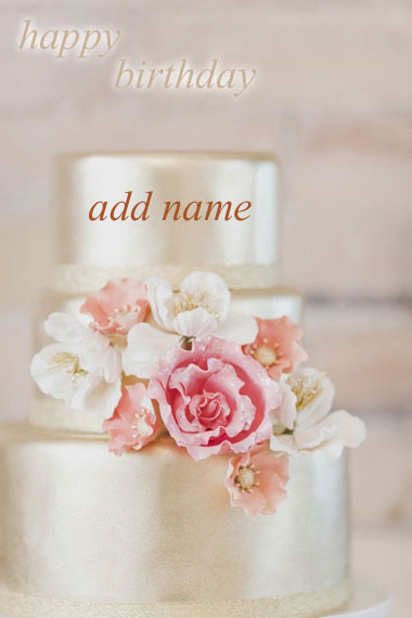 gold cake - write name on golden birthday cake write and add text on photo