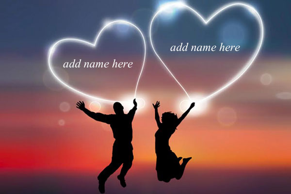two hearts lovers - write your names on two hearts in the sky lovers hearts add you names on it