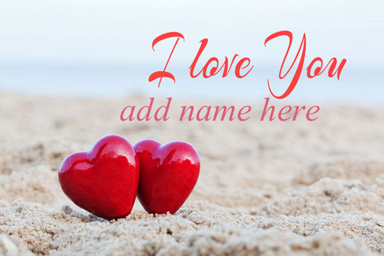 two hearts on beach - write name on two hearts on Beach love and romance image