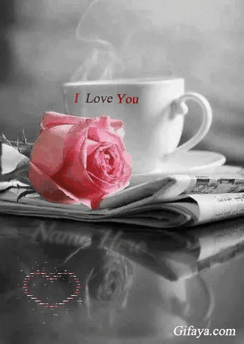 Add Name on Gif Coffee Cup with I love you message