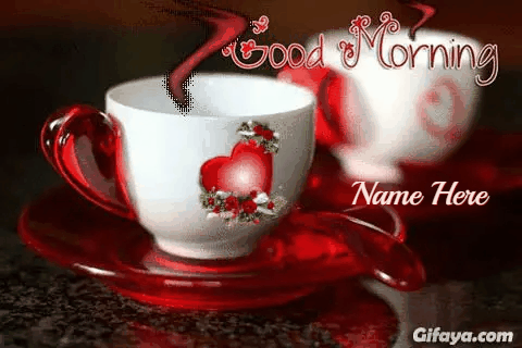 write name on red love coffee cup GIF image