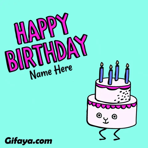 Photo of Add Name on Dancing Cake Birthday GIF Card