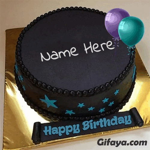 Birthday Cake With Name Chocolate cake with flying balloons