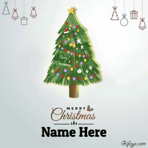 Photo of Merry Christmas Card With Name Edit