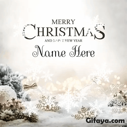 Write Name on merry christmas wishes Card for Whatsapp