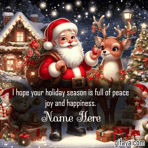 Photo of Write Your Name on Merry Christmas Wishes Gif Card