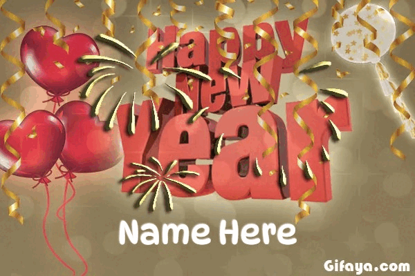 write and add your name on happy new year fireworks gif photo