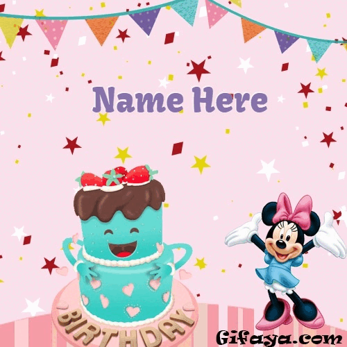 Photo of Add Name on Birthday Card Minnie Mouse