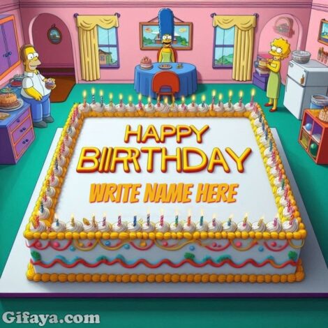 Photo of Add Your Name on The Simpsons Family Birthday Cake