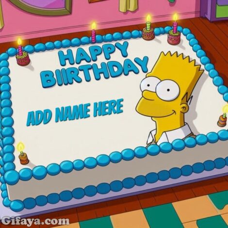 Photo of Write Your Name on a Bart Simpson Birthday Cake