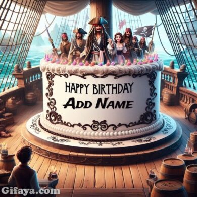 Photo of Write Your Name on the Pirates Ship Birthday Cake