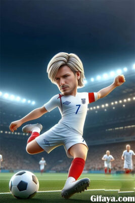 Photo of Experience David Beckham in 3D Cartoon Glory Kicking a Powerful Football on the Field