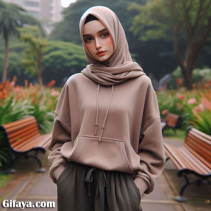 akteb 39 - Peaceful Garden Face Swap: Girl in Beige and Olive Green Outfit