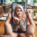 Photo of Charming Face Swap: Smiling Girl in Hijab Blowing Kisses