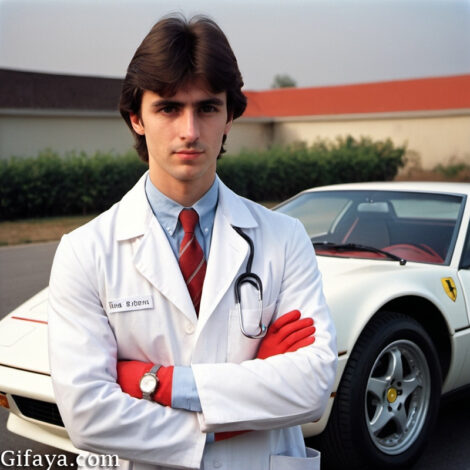 Photo of Face Swap with a 1980s Doctor and His Ferrari