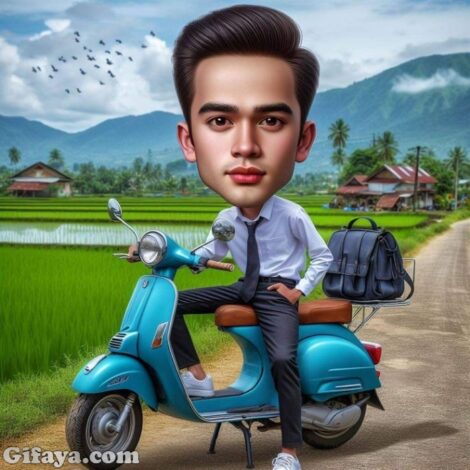 Photo of Swap Faces with a Cartoonish Scooter Rider