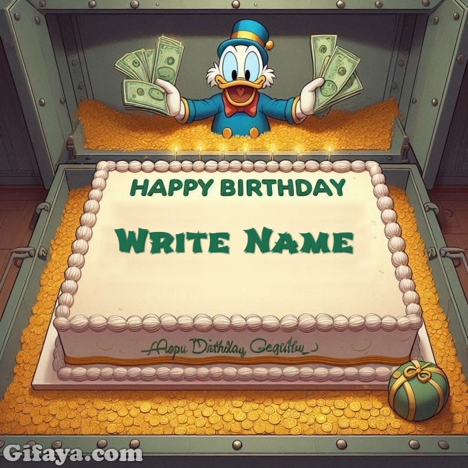 Add Your Name on Scrooge McDucks Money Themed Birthday Cake - Add Your Name on Scrooge McDuck's Money-Themed Birthday Cake