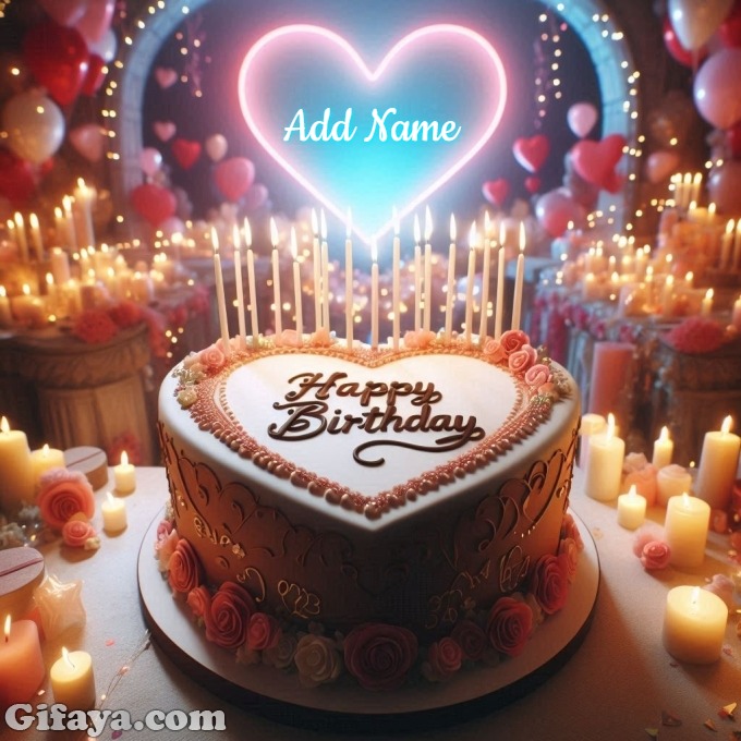 Add Your Name on This Heart Shaped Birthday Cake – A Radiant Celebration - Add Your Name on This Heart-Shaped Birthday Cake – A Radiant Celebration