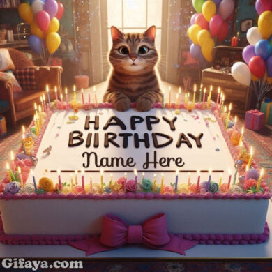 Photo of Add Your Name on a Cat-Themed Birthday Cake