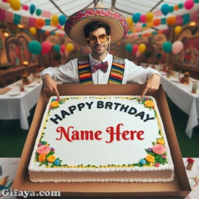 Photo of Add Your Name on a Festive Birthday Cake