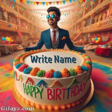 Photo of Add Your Name on a Vibrant Birthday Cake