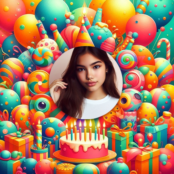 Add Your Photo on a Vibrant Birthday Photo Frame with Balloon Delight - Add Your Photo on a Vibrant Birthday Photo Frame with Balloon Delight