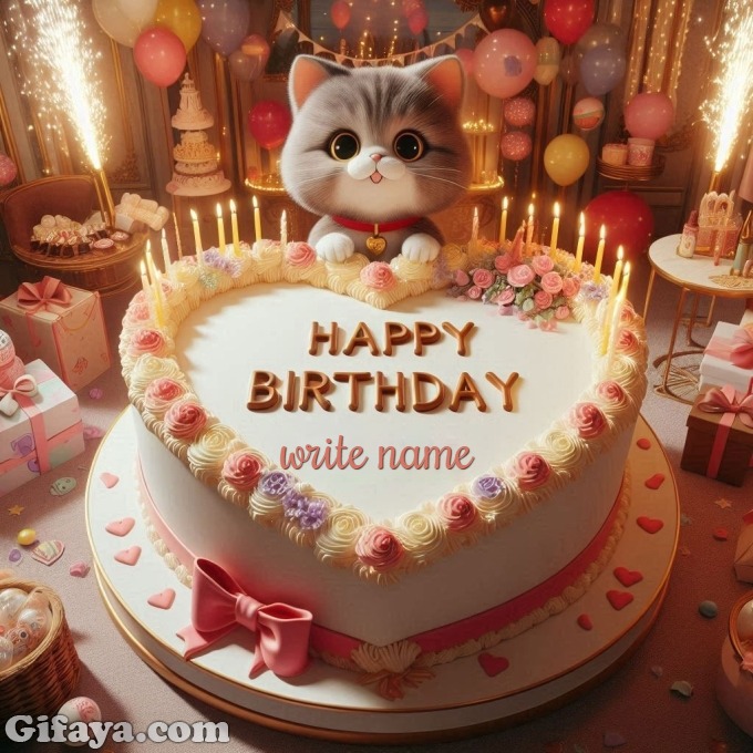 Create a Personalized Birthday Cake with a Cute Kitten - Gifaya