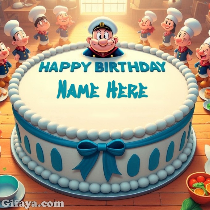 Write Your Name on a Classic Popeye Birthday Cake - Write Your Name on a Classic Popeye Birthday Cake