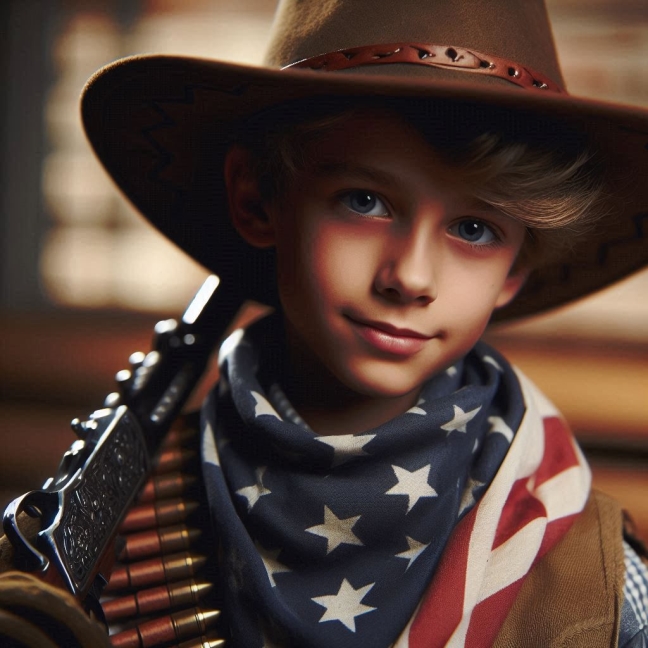 face swap 71 - Boy Cowboy with American Flag - Face Swapping Free Online